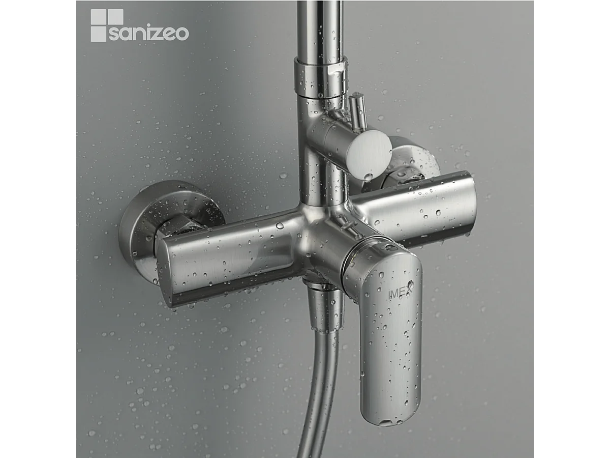 Colonne de Douche niquel brossé anti-calcaire - Design Moderne et Économie d'eau - Kit Complet URAL IMEX
