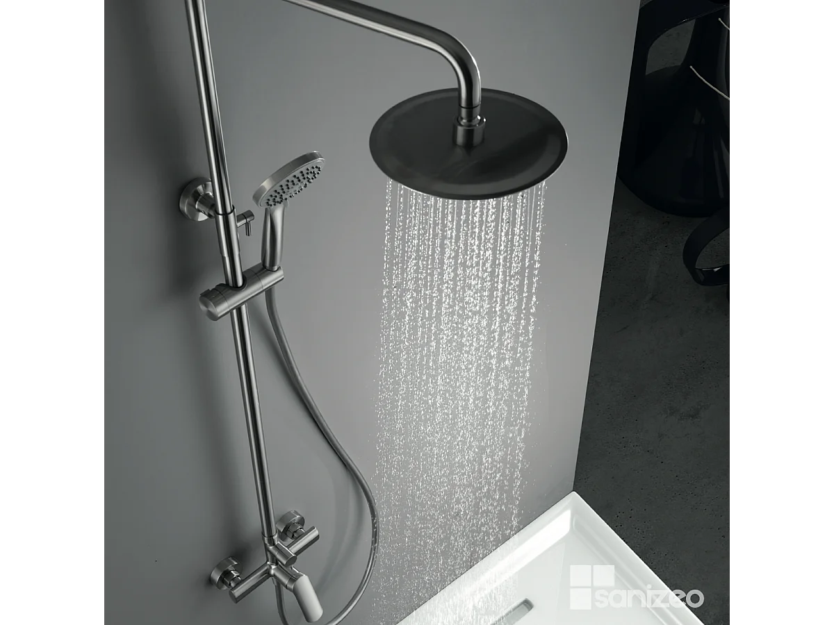 Colonne de Douche niquel brossé anti-calcaire - Design Moderne et Économie d'eau - Kit Complet URAL IMEX