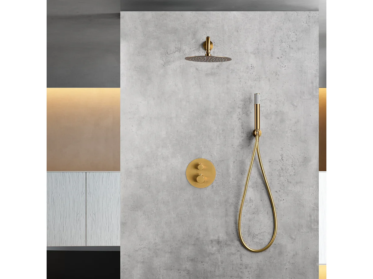 Colonne de Douche Encastrée Thermostatique  Anti-Calcaire Or Brossé IMEX MONZA GTM039/OC