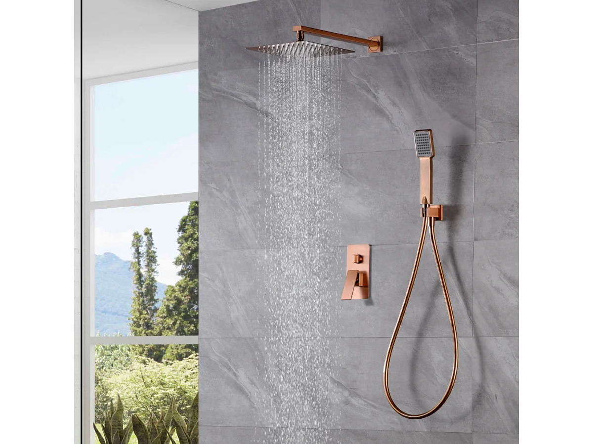 Colonne de Douche Encastrée or rose brossé anti-calcaire - Design Moderne et Économie d'eau - Kit Complet PISA IMEX