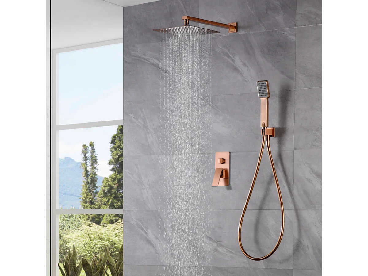 Colonne de Douche Encastrée or rose brossé anti-calcaire - Design Moderne et Économie d'eau - Kit Complet PISA IMEX