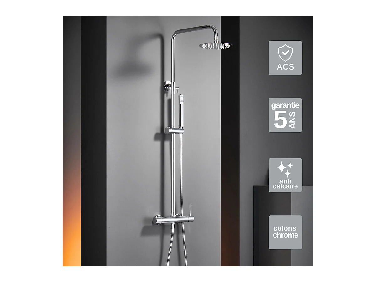Colonne de Douche Anti-Calcaire Chrome IMEX MONZA BDM039