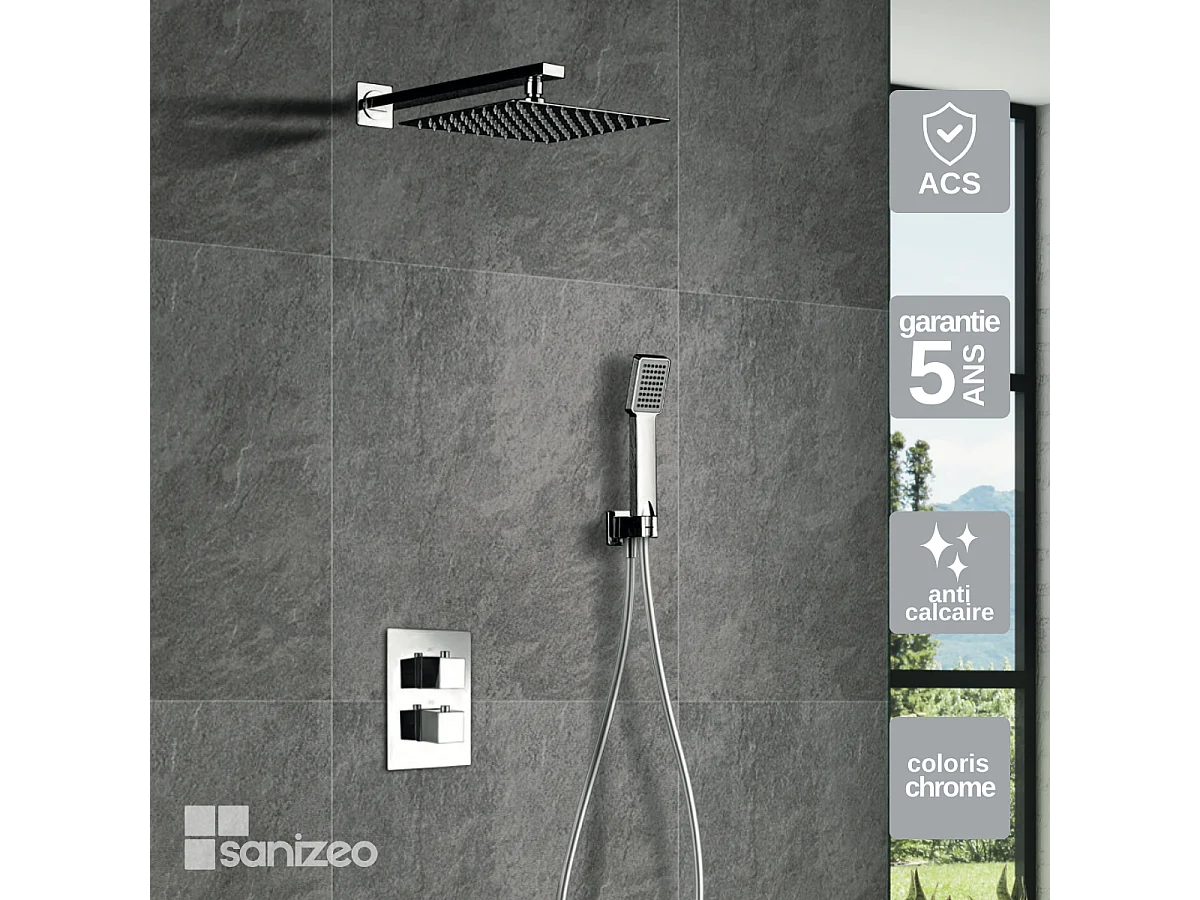 Colonne de Douche Encastrée chromé anti-calcaire - Design Moderne et Économie d'eau - Kit Complet CIES IMEX
