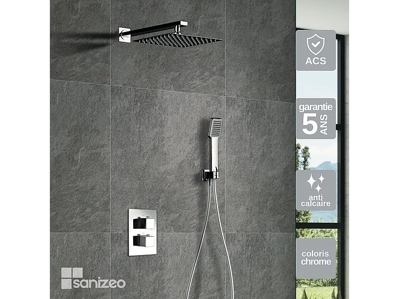 Colonne de Douche Encastrée chromé anti-calcaire - Design Moderne et Économie d'eau - Kit Complet CIES IMEX