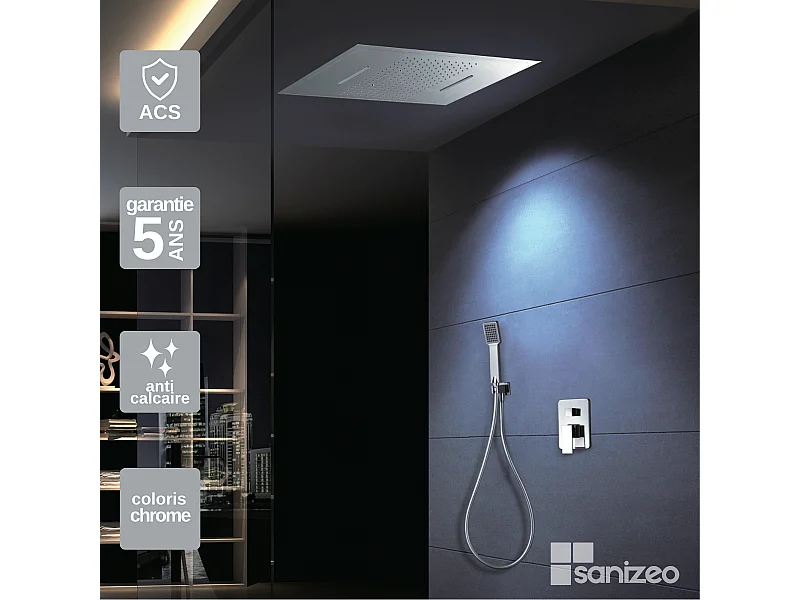 Colonne de Douche Encastrée chromé anti-calcaire - Design Moderne et Économie d'eau - Kit Complet SUMATRA IMEX