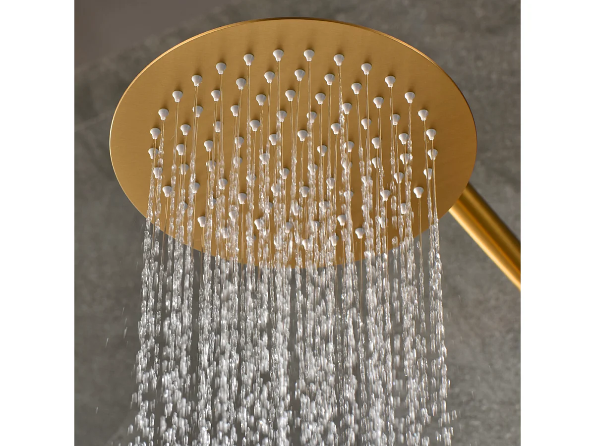 Colonne de Douche Encastrée avec Mitigeur Thermostatique or brossé anti-calcaire - Design Moderne - LINE IMEX