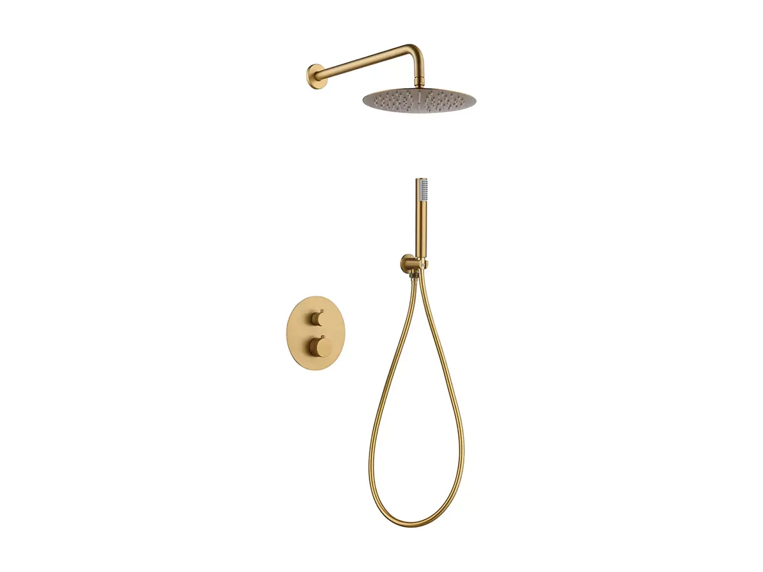 Colonne de Douche Encastrée avec Mitigeur Thermostatique or brossé anti-calcaire - Design Moderne - LINE IMEX