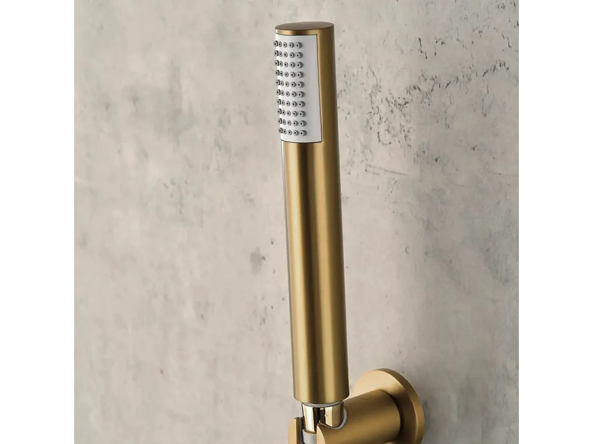 Colonne de Douche Encastrée avec Mitigeur Thermostatique or brossé anti-calcaire - Design Moderne - LINE IMEX