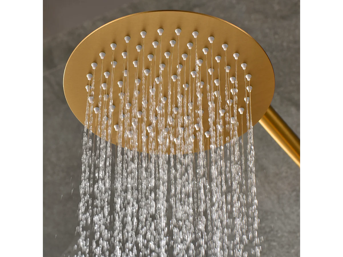 Colonne de Douche Encastrée avec Mitigeur Thermostatique or brossé anti-calcaire - Design Moderne - LINE IMEX