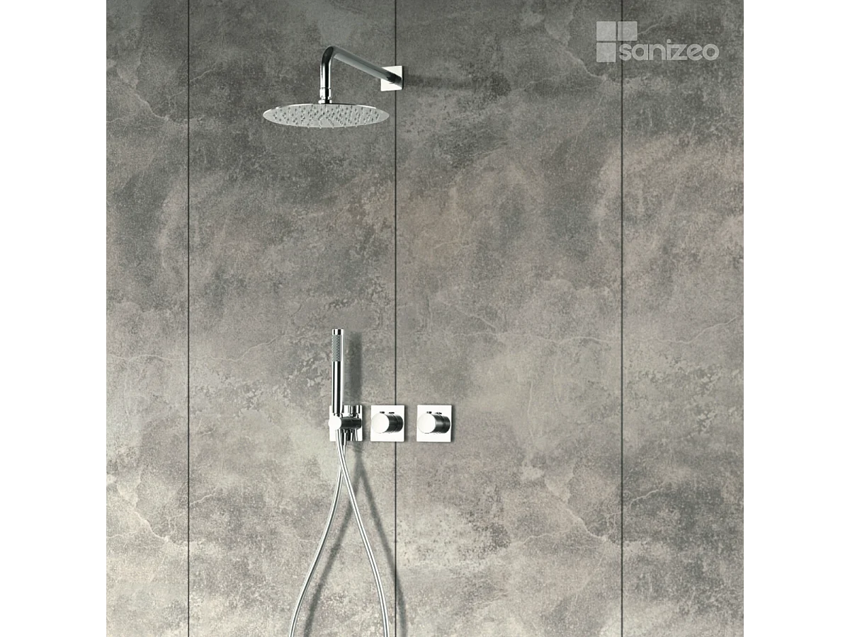 Colonne de Douche Encastrée avec Mitigeur Thermostatique chromé anti-calcaire - Design Moderne - TIBET IMEX