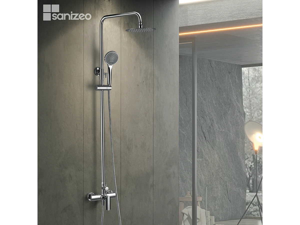 Colonne de Douche chromé anti-calcaire - Design Moderne et Économie d'eau - Kit Complet URAL IMEX