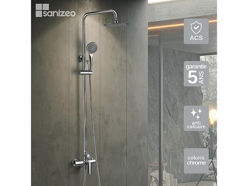 Colonne de Douche chromé anti-calcaire - Design Moderne et Économie d'eau - Kit Complet URAL IMEX