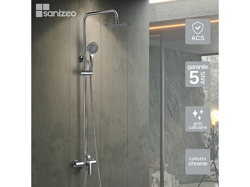 Colonne de Douche chromé anti-calcaire - Design Moderne et Économie d'eau - Kit Complet URAL IMEX