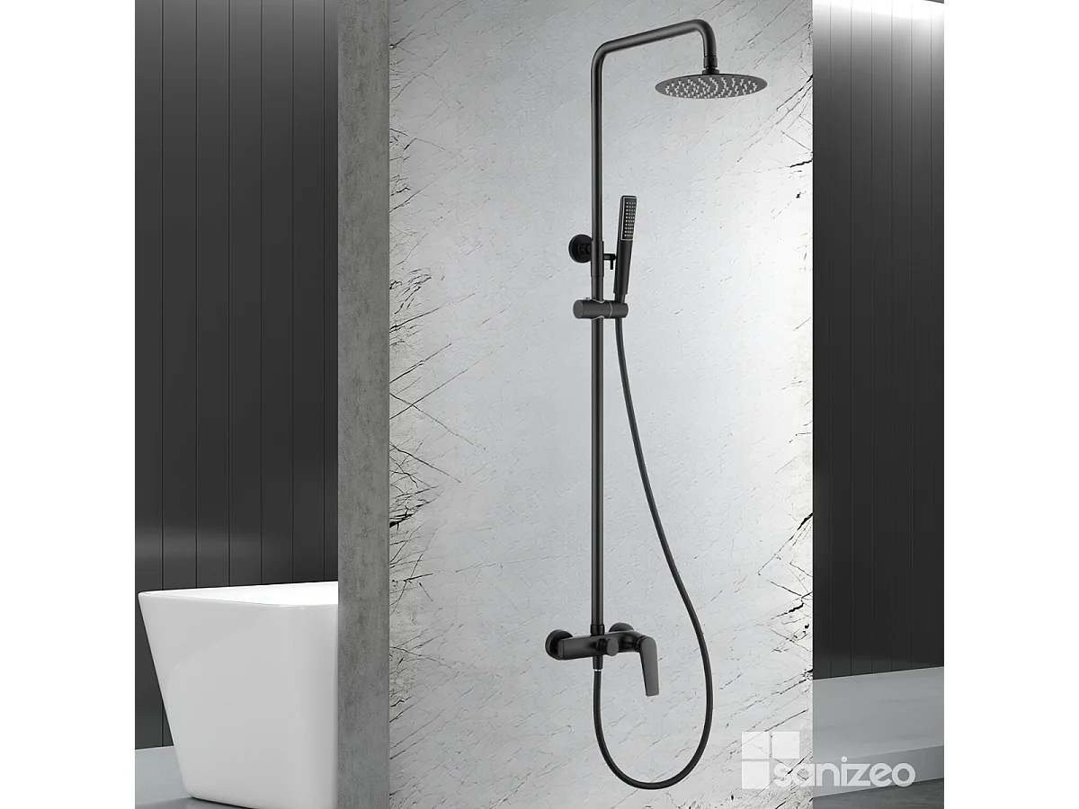 Colonne de Douche noir mat anti-calcaire - Design Moderne et Économie d'eau - Kit Complet DELOS IMEX