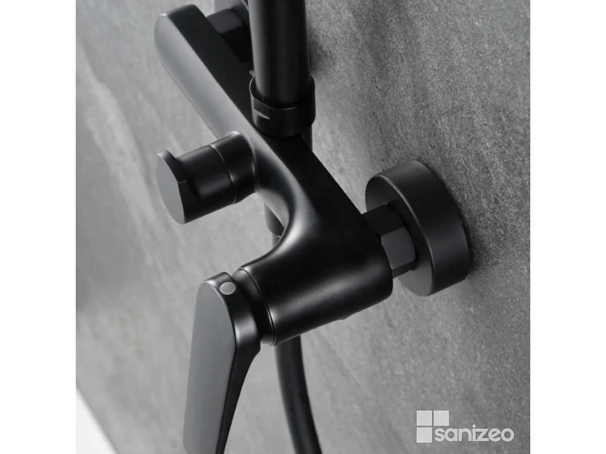 Colonne de Douche noir mat anti-calcaire - Design Moderne et Économie d'eau - Kit Complet DELOS IMEX