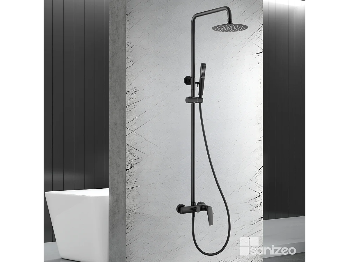 Colonne de Douche noir mat anti-calcaire - Design Moderne et Économie d'eau - Kit Complet DELOS IMEX