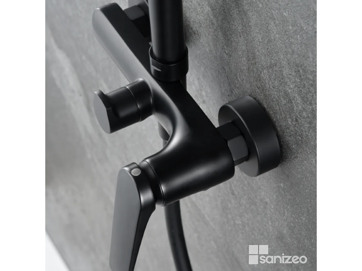 Colonne de Douche noir mat anti-calcaire - Design Moderne et Économie d'eau - Kit Complet DELOS IMEX