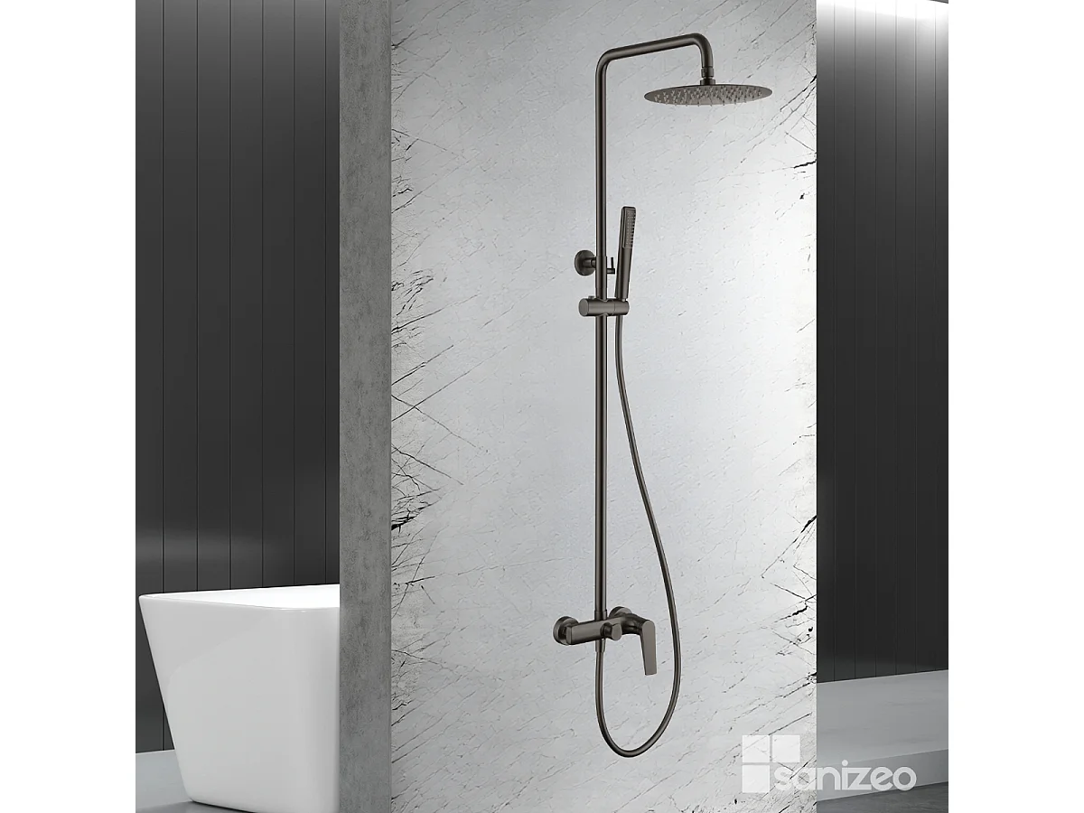 Colonne de Douche noir métal anti-calcaire - Design Moderne et Économie d'eau - Kit Complet DELOS IMEX