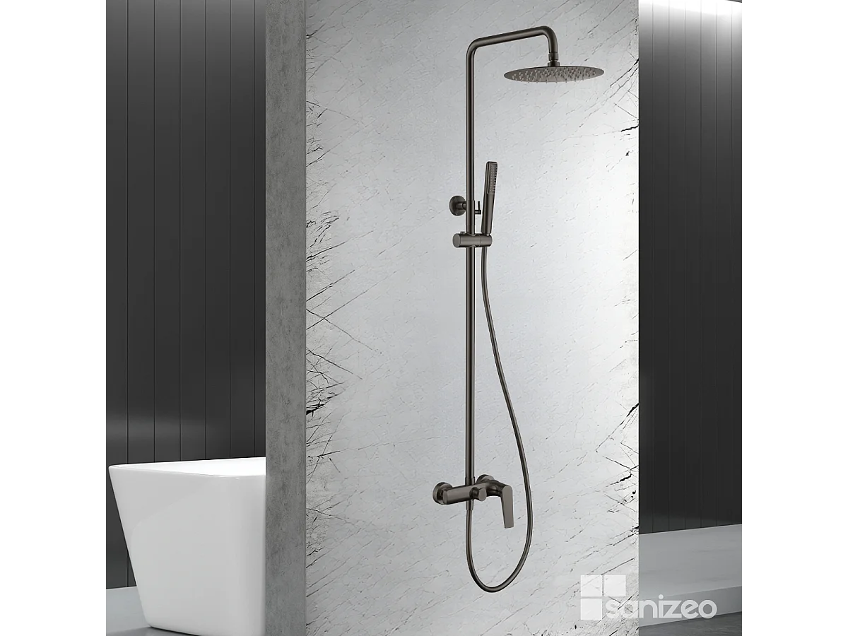 Colonne de Douche noir métal anti-calcaire - Design Moderne et Économie d'eau - Kit Complet DELOS IMEX