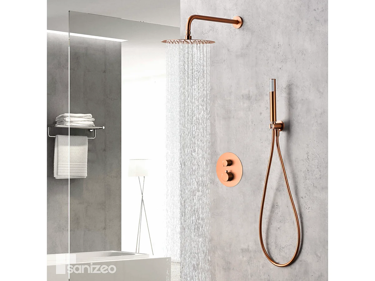 Colonne de Douche Encastrée Anti-Calcaire Or Rose Cuivré IMEX MONZA GPM039/ORC