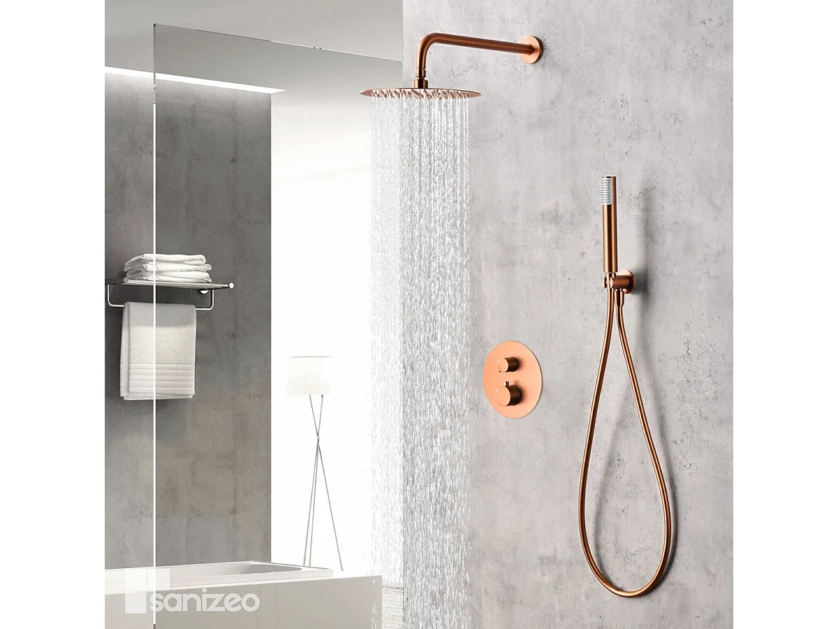 Colonne de Douche Encastrée Anti-Calcaire Or Rose Cuivré IMEX MONZA GPM039/ORC