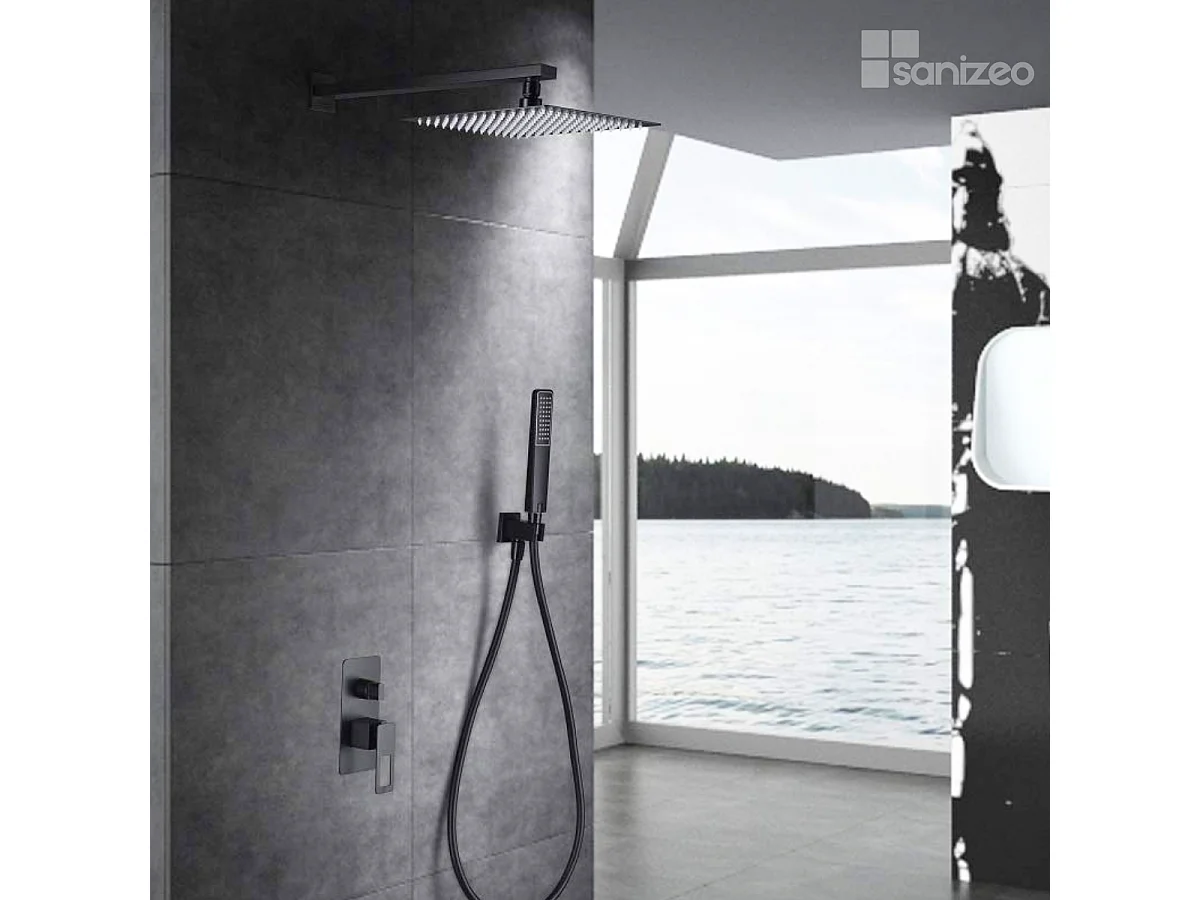 Colonne de Douche Encastrée noir mat anti-calcaire - Design Moderne et Économie d'eau - Kit Complet SUECIA IMEX