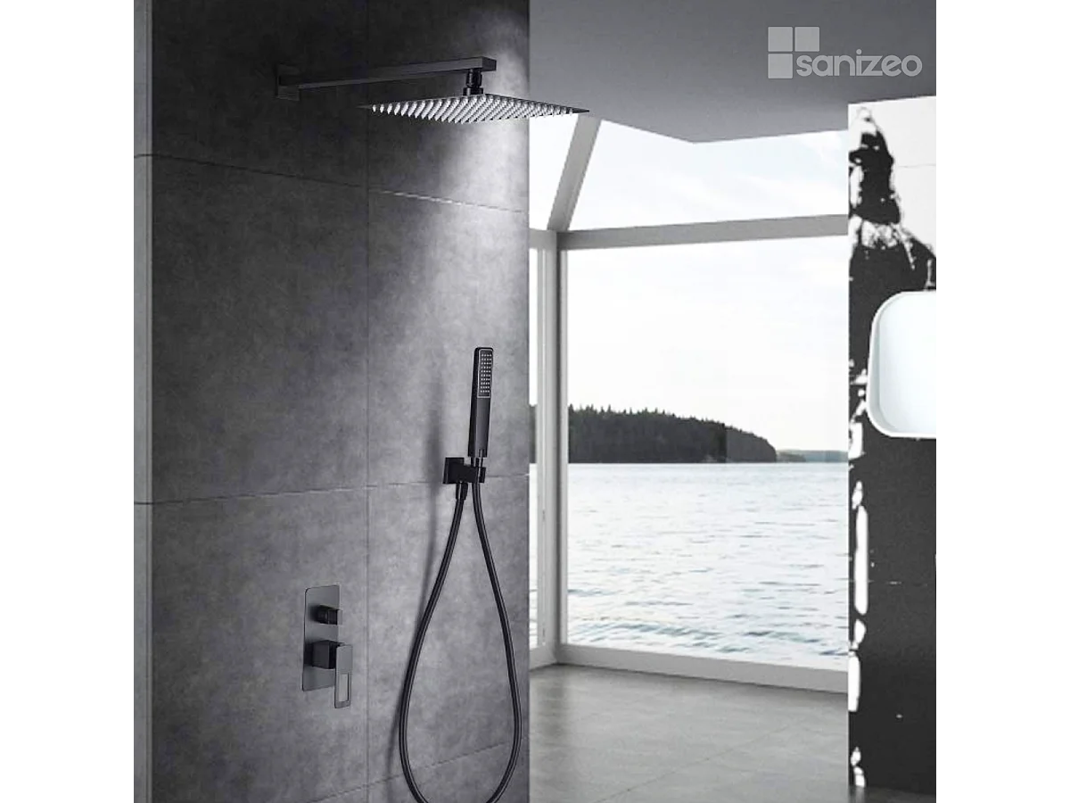 Colonne de Douche Encastrée noir mat anti-calcaire - Design Moderne et Économie d'eau - Kit Complet SUECIA IMEX