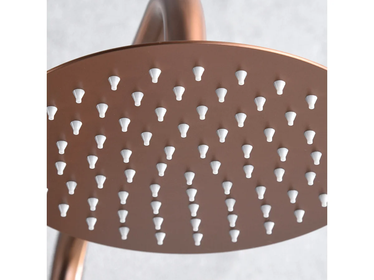 Colonne de Douche Encastrée avec Mitigeur Thermostatique or rose cuivré anti-calcaire - Design Moderne - LINE IMEX