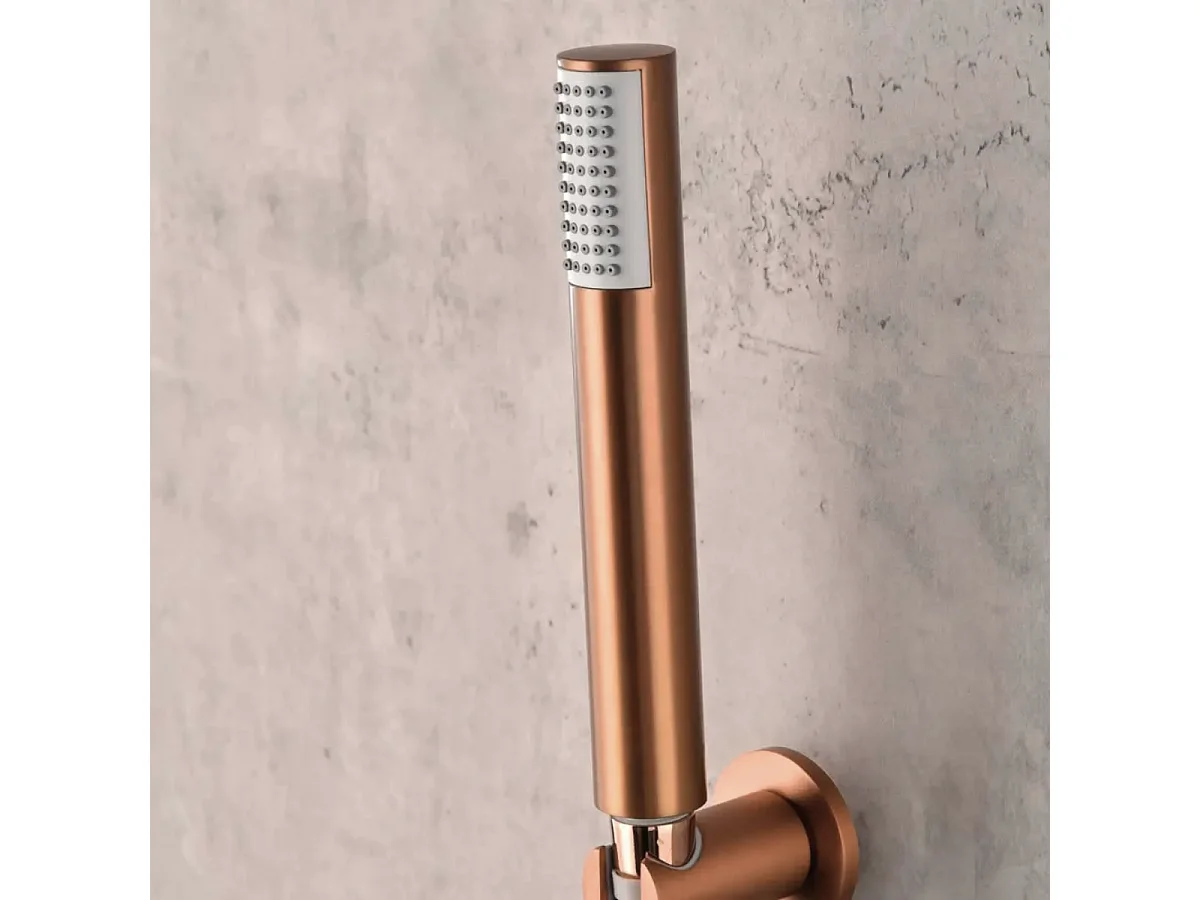 Colonne de Douche Encastrée avec Mitigeur Thermostatique or rose cuivré anti-calcaire - Design Moderne - LINE IMEX