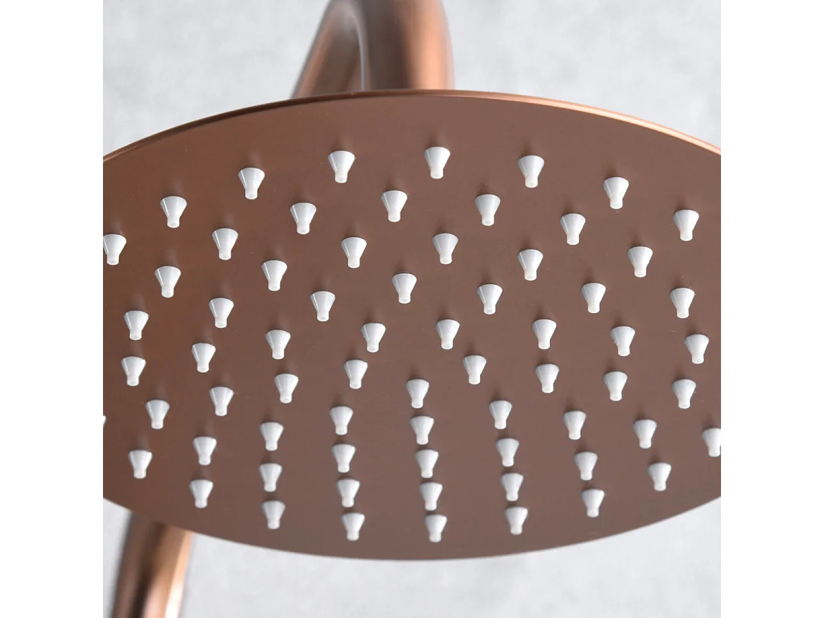 Colonne de Douche Encastrée avec Mitigeur Thermostatique or rose cuivré anti-calcaire - Design Moderne - LINE IMEX