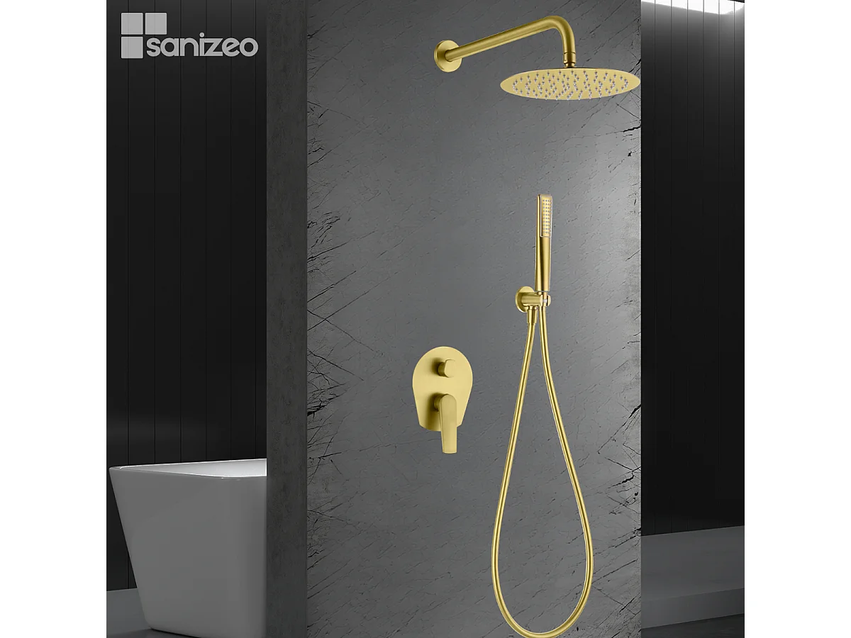 Colonne de Douche Encastrée or brossé anti-calcaire - Design Moderne et Économie d'eau - Kit Complet DELOS IMEX