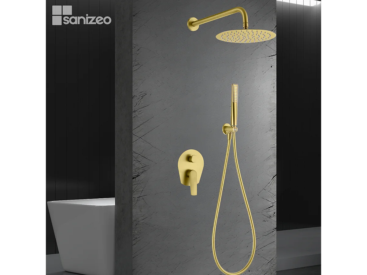 Colonne de Douche Encastrée or brossé anti-calcaire - Design Moderne et Économie d'eau - Kit Complet DELOS IMEX