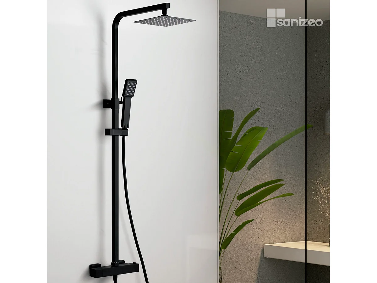 Colonne de Douche avec Mitigeur Thermostatique noir mat anti-calcaire - Design Moderne - VIGO IMEX