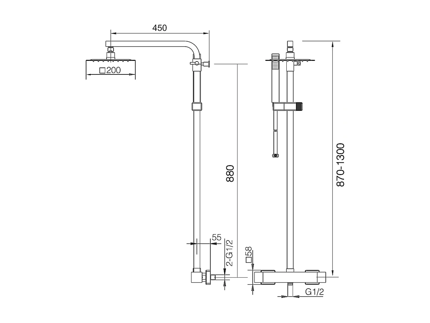 Colonne de Douche avec Mitigeur Thermostatique noir mat anti-calcaire - Design Moderne - VIGO IMEX