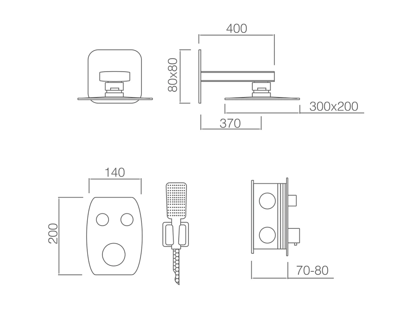 Colonne de Douche avec Mitigeur Thermostatique noir mat anti-calcaire - Design Moderne - VIGO IMEX
