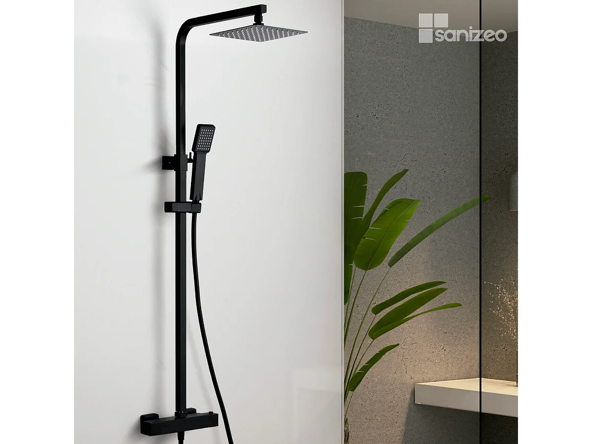 Colonne de Douche avec Mitigeur Thermostatique noir mat anti-calcaire - Design Moderne - VIGO IMEX