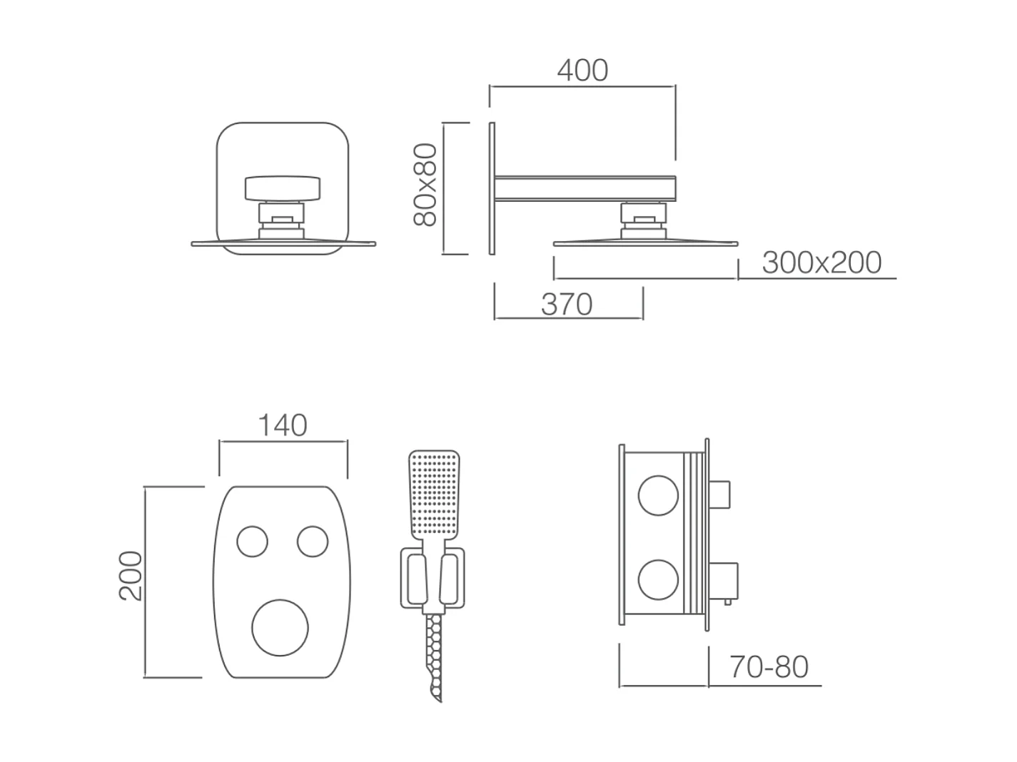 Colonne de Douche avec Mitigeur Thermostatique noir mat anti-calcaire - Design Moderne - VIGO IMEX