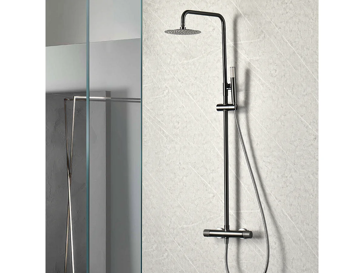 Colonne de Douche avec Mitigeur Thermostatique noir métal anti-calcaire - Design Moderne - MONZA IMEX