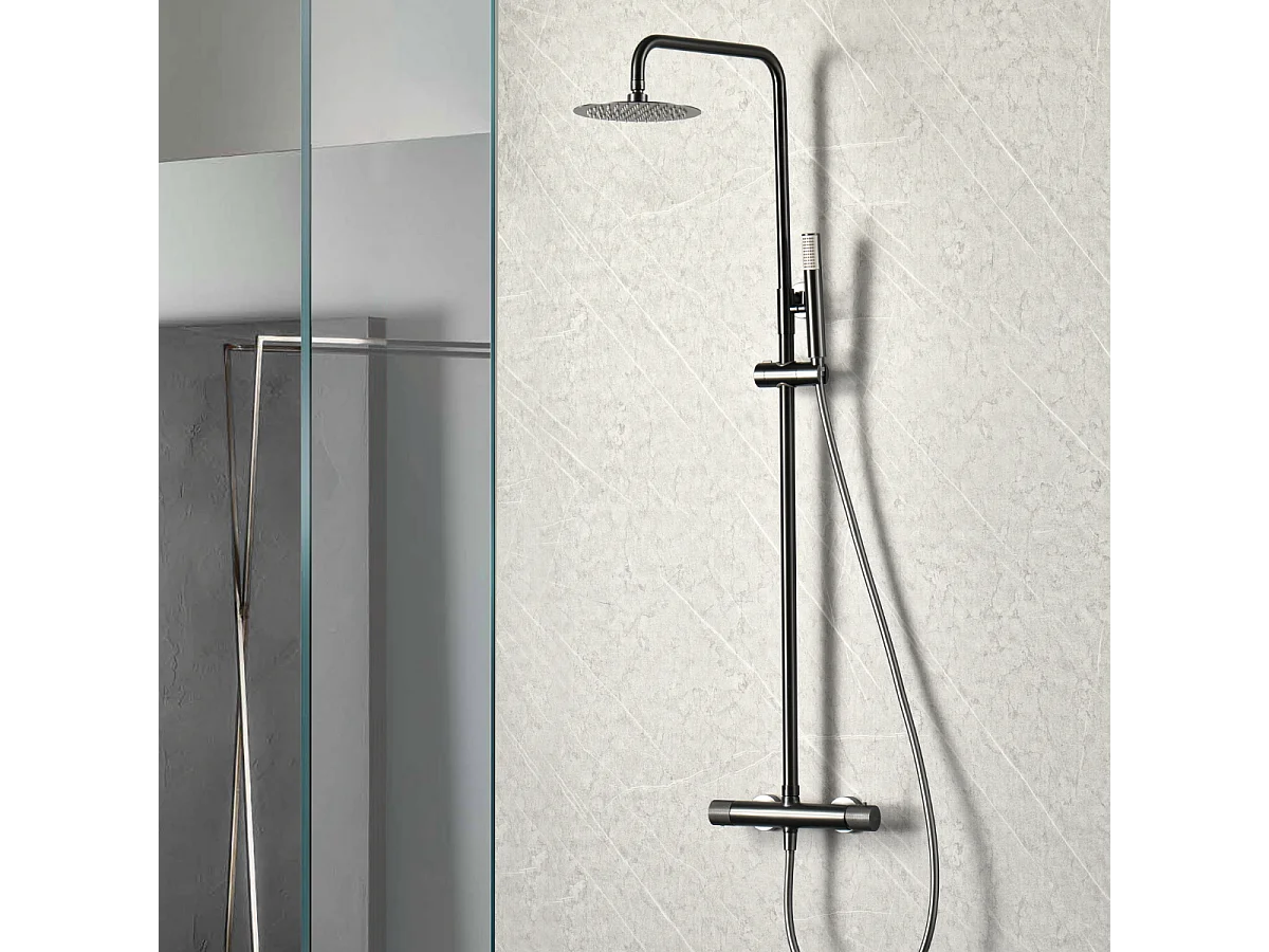 Colonne de Douche avec Mitigeur Thermostatique noir métal anti-calcaire - Design Moderne - MONZA IMEX