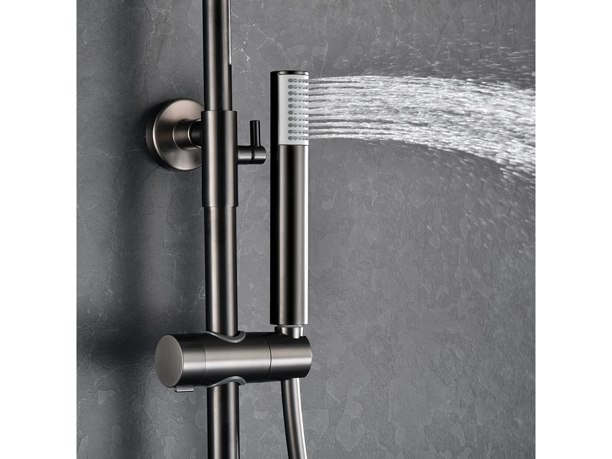 Colonne de Douche avec Mitigeur Thermostatique noir métal anti-calcaire - Design Moderne - MONZA IMEX