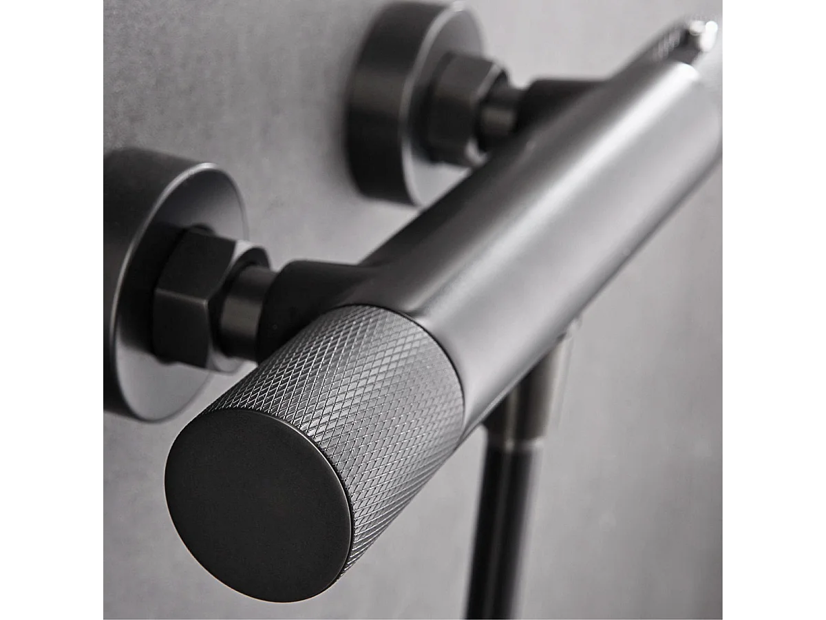 Colonne de Douche avec Mitigeur Thermostatique noir métal anti-calcaire - Design Moderne - MONZA IMEX