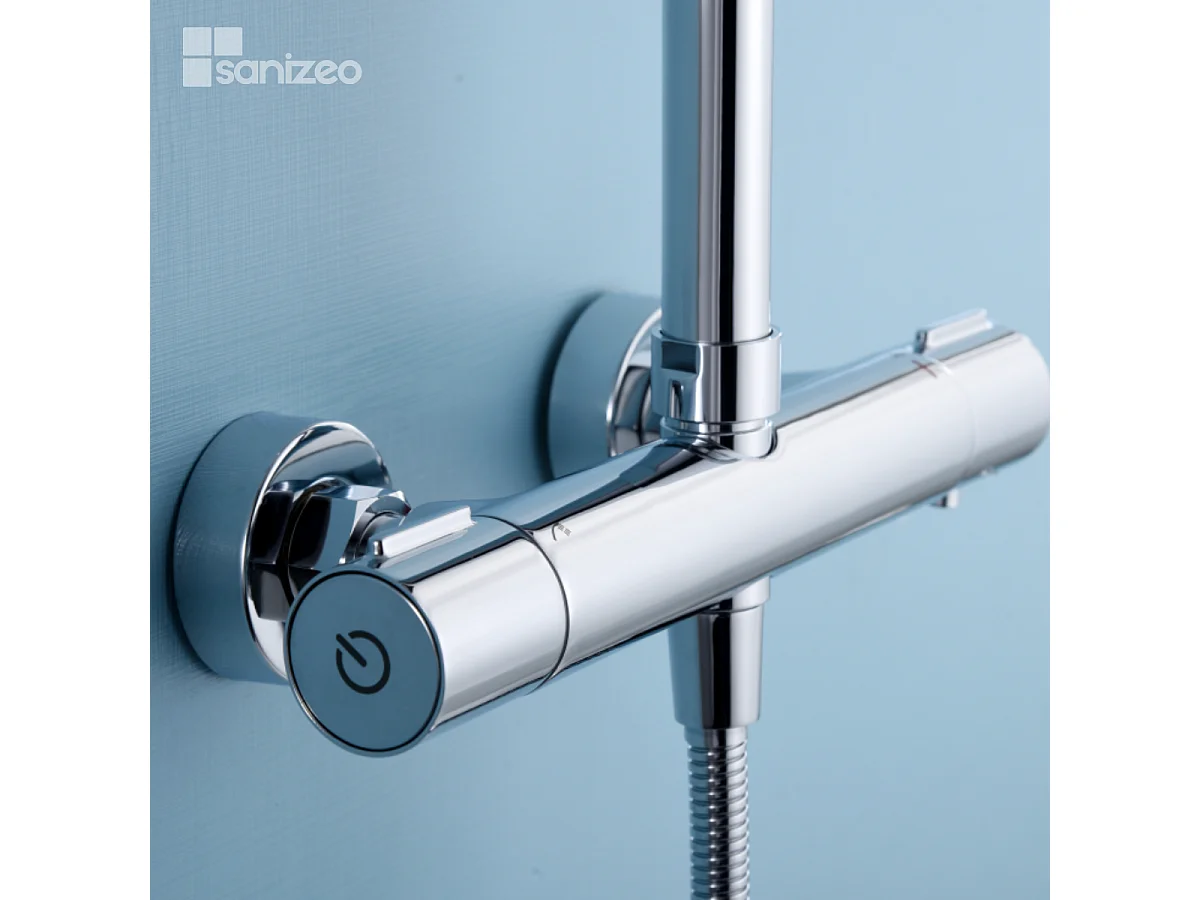 Colonne de Douche avec Mitigeur Thermostatique chromé anti-calcaire - Design Moderne - ECOKENT IMEX