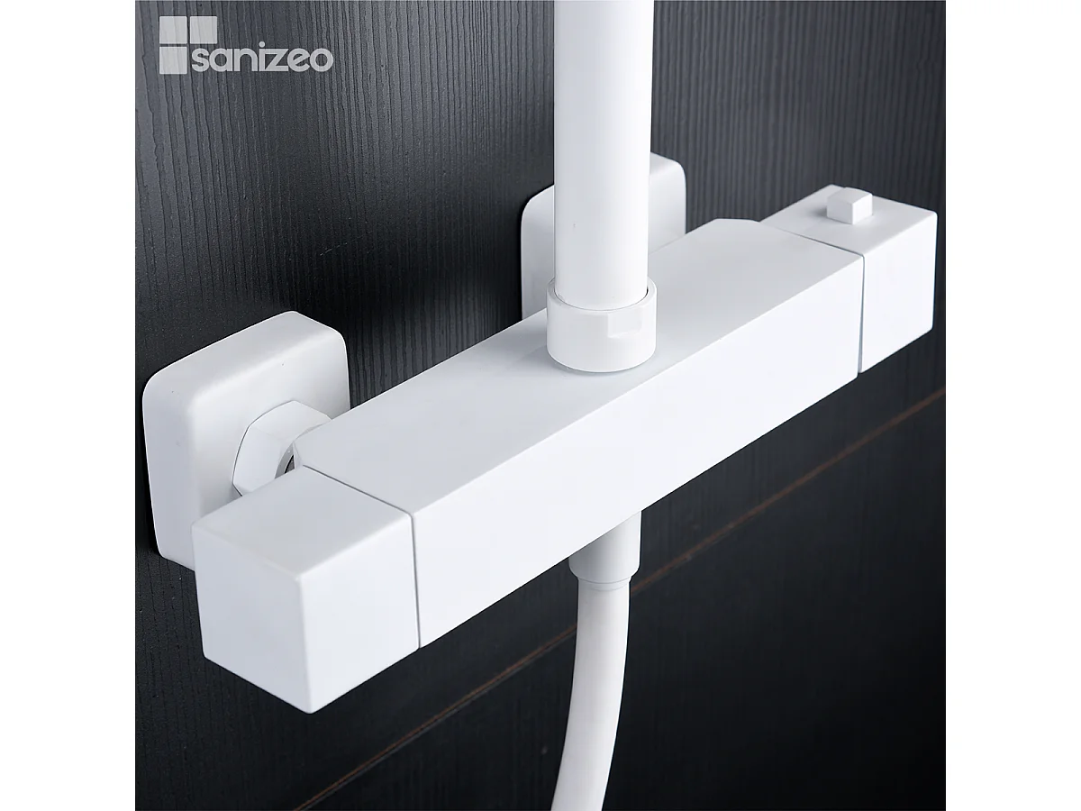 Colonne de Douche avec Mitigeur Thermostatique blanc mat anti-calcaire - Design Moderne - ART IMEX