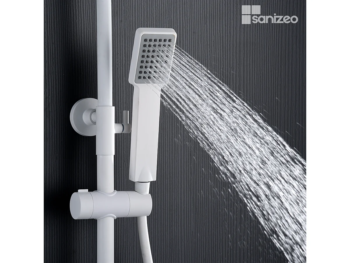 Colonne de Douche avec Mitigeur Thermostatique blanc mat anti-calcaire - Design Moderne - ART IMEX