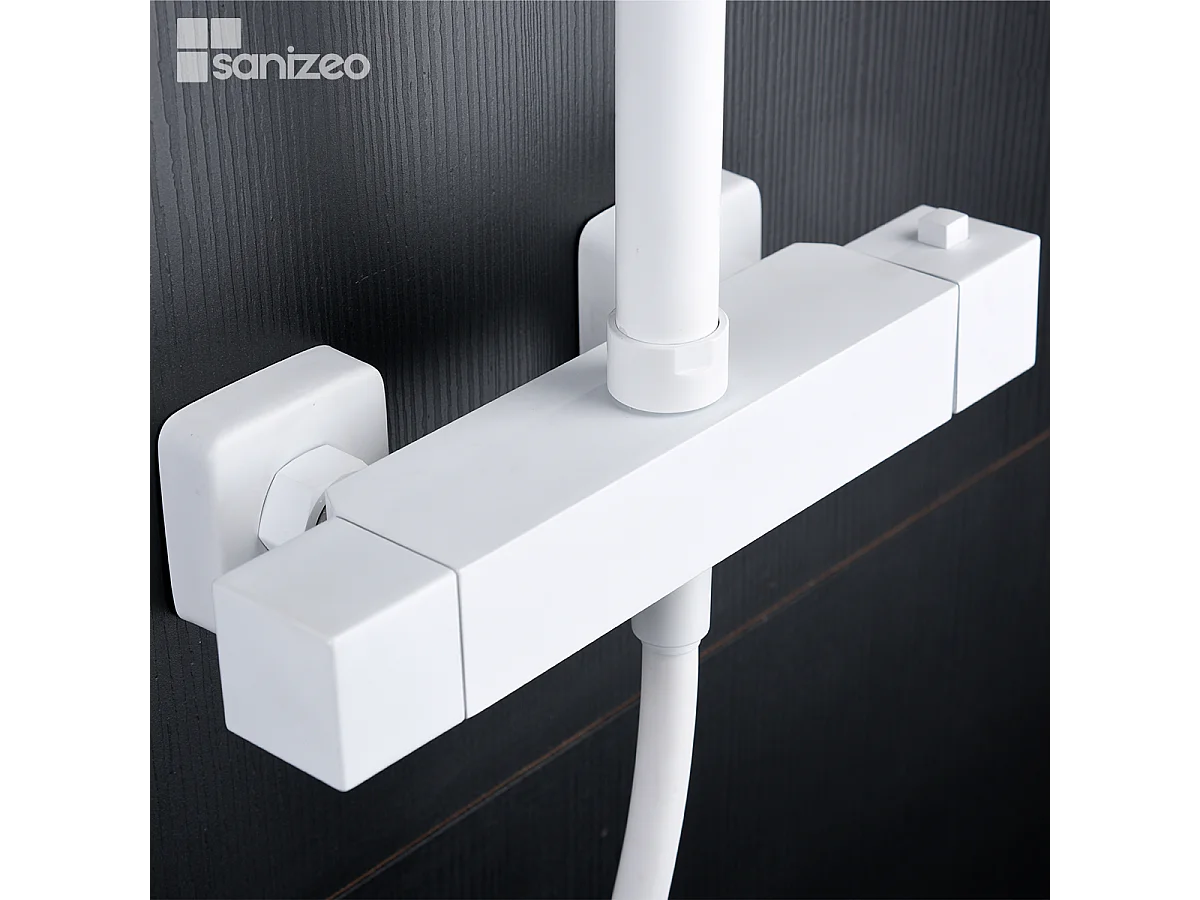 Colonne de Douche avec Mitigeur Thermostatique blanc mat anti-calcaire - Design Moderne - ART IMEX