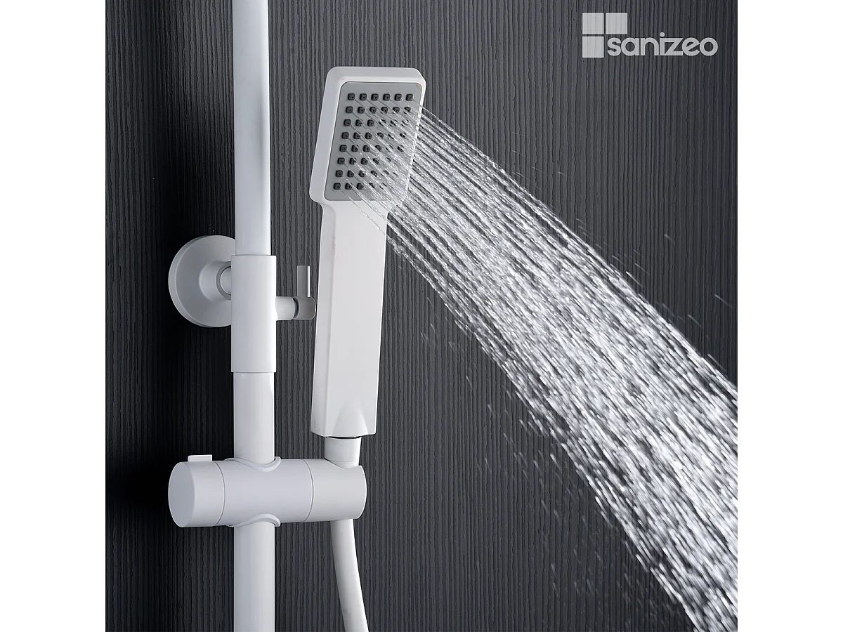 Colonne de Douche avec Mitigeur Thermostatique blanc mat anti-calcaire - Design Moderne - ART IMEX