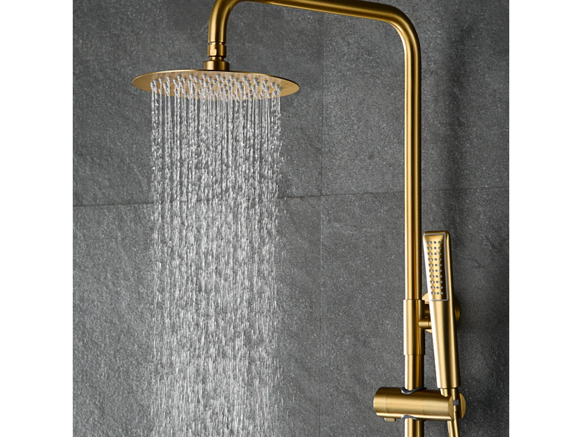 Colonne de Douche avec Mitigeur Thermostatique or brossé anti-calcaire - Design Moderne - NAPOLES IMEX