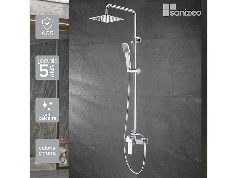 Colonne de Douche chromé anti-calcaire - Design Moderne et Économie d'eau - Kit Complet ART IMEX