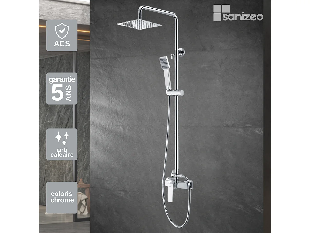 Colonne de Douche chromé anti-calcaire - Design Moderne et Économie d'eau - Kit Complet ART IMEX