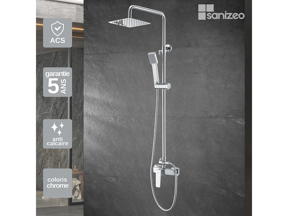 Colonne de Douche chromé anti-calcaire - Design Moderne et Économie d'eau - Kit Complet ART IMEX